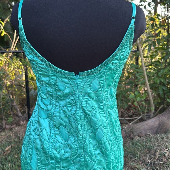 ASOS DESIGN cami embellished sequin seamed maxi dress in dark mint, size 8 - Picture 8 of 9